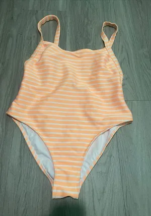 Xhilaration Striped Peach One-Piece Swimsuit thumbnail 1