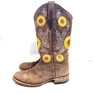 Robert Jr. Brown & Yellow Sunflower Cowgirl Cowboy Boots Size 10 thumbnail 4