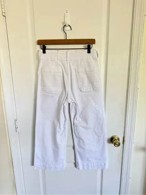 Anthropologie Maeve The Colette High Rise Wide Leg Cropped Jean in White thumbnail 5