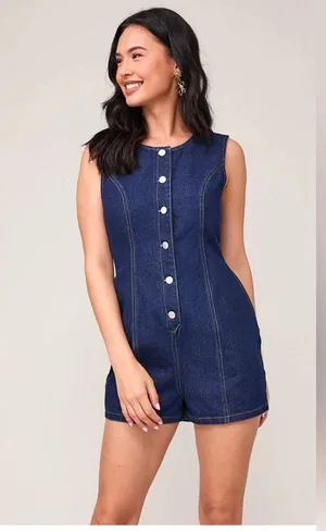 Le Lis Dark Blue Denim Romper thumbnail 1