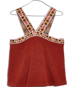 NWT Madewell Embroidered Swing Sweater Tank Small thumbnail 1