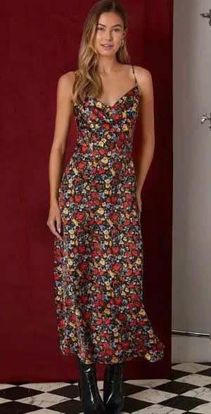 Crowl long dress maxi floral evening nwot flowy small thumbnail 1