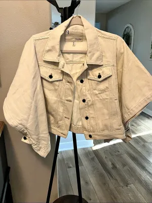 PILCRO The Weston Denim Cape boyfriend from Anthropology cream XS cotton thumbnail 4