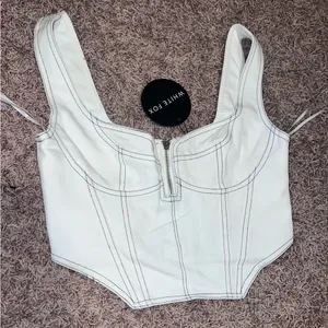 White Fox Boutique White Bustier with Zipper thumbnail 2