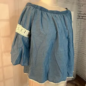 🔥🔥5 for $25🔥🔥 Joes jeans denim chambray off the shoulder blouse thumbnail 3