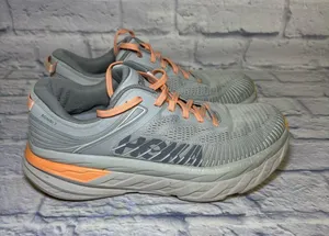 Hoka One One Bondi 7 Womens 9 D WIDE Running Shoes Harbor Mist Running Athletic thumbnail 1