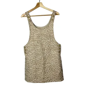 Boutique Storia Beige Champagne Leopard Print Overall Mini Dress M thumbnail 2