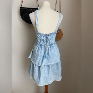 American Eagle Denim Jean Ruffled Layered Dress, Size Medium thumbnail 4