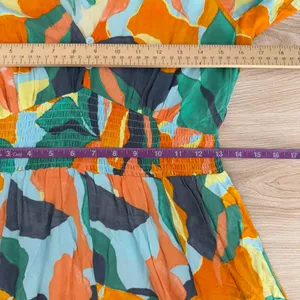Mabel Hilda Midi Dress Green Orange Abstract Resort Tropical Groovy‎ thumbnail 6