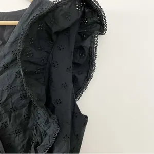 Lost + Wander Arula Black La Luna Eyelet Embroidered Ruffle Crop Top A 1X 14 thumbnail 6