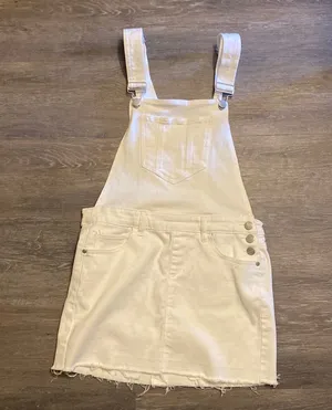 Dollhouse White Denim Mini Skirt Overalls Size 7 thumbnail 1