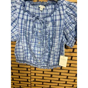 Free Assembly Blue Plaid Top Size‎ Medium thumbnail 5