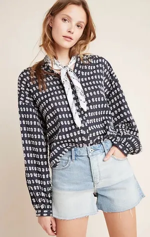 Pilco and the Letterpress- Anthropologie Textured Cotton Blouse thumbnail 1