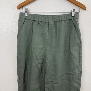 Quince Pants Womens Size M Green 100% Linen Elastic Waist Tapered Leg Casual thumbnail 2