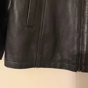 Vintage British Khaki Genuine Leather Y2K‎ Zip Up Black Jacket Size 10 thumbnail 3