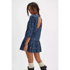 Free People Women's The Avenue Mini Dress Blue Floral Size S NWOT 97% cotton thumbnail 2