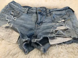 American Eagle Distressed Lace Pocket Jean Shorts thumbnail 3