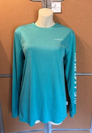Magellan Outdoors Fish Gear Women's Size S Boyfriend Fit Teal Moisture Wicking Logo Shirt thumbnail 1