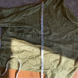 Source Unknown Vintage Pajama Set Olive Green Women Size XL Satin Like Lounge Set Winter thumbnail 6