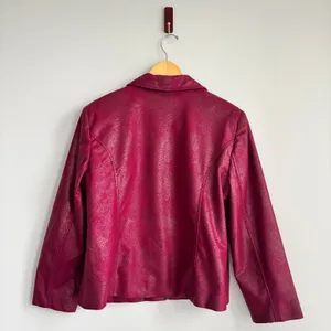 Vintage Kim Rogers Jacket 12P Red Wine Merlot Faux Leather Snakeskin Whimsygoth thumbnail 3