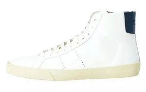 SAINT LAURENT Women's White Leather Hi Top Sneakers Size 38.5 thumbnail 1