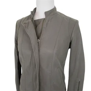FREE PEOPLE Cool & Clean Faux-Leather Jacket Ribbed Knit Insets Zip Cuffs Size thumbnail 15