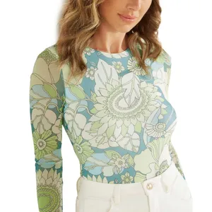 NWT Guess Women's Merielle Printed Bodysuit W2YP35KBAH2 XS Floral Print Blue thumbnail 3