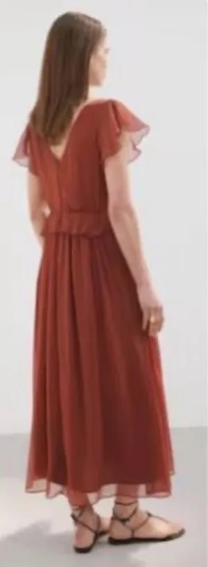 Mango Rust Red Flutter-Sleeve Maxi Dress thumbnail 1