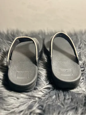 FitFlop Lulu Black Pink Leather Thong Sandals Size 8 thumbnail 5