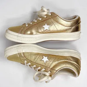 Converse One Star Metallic Gold Egret Leather Low 161589C Skate Sneaker 7 thumbnail 3