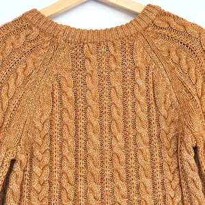 Abercrombie & Fitch Womens Brown Cable Knit Raglan Crew Neck Sweater Small thumbnail 4