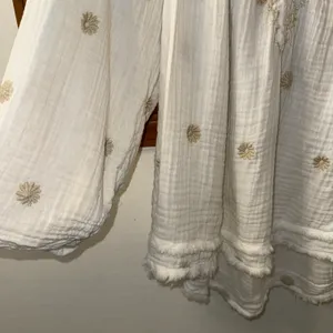 Free People NWT $168 Ivory Aldous Embroidered Button Front Raw Seaming Set S thumbnail 13
