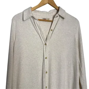 Faherty Legend White Oatmeal Long Sleeve Button Up Sweater Shirt Mini Dress M thumbnail 5