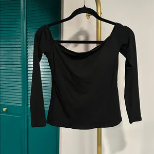 Halara Ribbed Knit Off-Shoulder Long Sleeve 2-in-1 Casual Top NWOT - small thumbnail 7