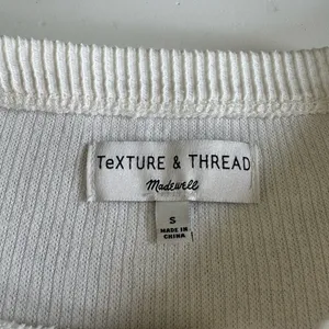 Madewell Texture & Thread Jacquard Ivory Ribbed Tie Front Long Sleeve Top Small thumbnail 5