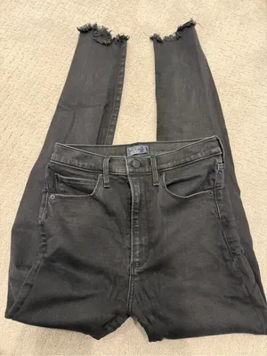 Abercrombie & Fitch Ultra High Rise Super Skinny Jeans with Frayed Ankle thumbnail 1
