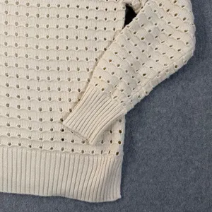 JOIE Sansa Open Knit Sweater Women's Medium Cream Long Sleeve V-Neck thumbnail 3