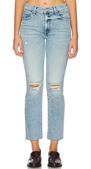 MOTHER‎ The Insider Crop Step Fray Jeans Light Wash Distressed Size 24 thumbnail 1