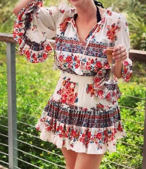 MISA Los Angeles‎ Ximena Mini Dress Size XS Floral Smocked Boho Flowy Festival thumbnail 1
