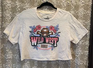 Wild West Rodeo Cowgirl Western Crop Top Size S thumbnail 1