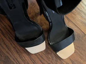 Topshop Black High-Heel Ankle-Strap Sandals with Metallic Toe Accent thumbnail 13