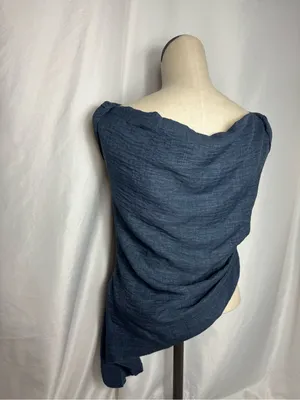 Women's Navy Blue Asymmetric Draped blouse with palazzo pant -2 piece set NWOT thumbnail 8