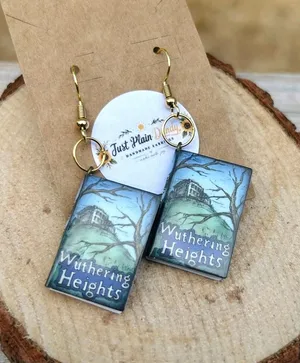 Wuthering Heights Book Earrings Literary Book Lover Dangle Earrings Handmade thumbnail 1