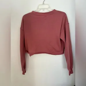 Aerie Distressed Raw Hem Crop Sweatshirt XS thumbnail 7