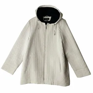 Aeros‎ by Kristen Blake Womens XL Beige Quilted Hooded Zip Jacket Coat I72922 thumbnail 1