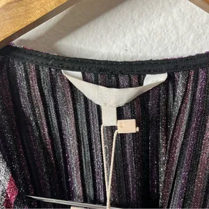NWT Ayerne Lauryn Metallic Stripe Wrap Dress Long Sleeve Midi‎ Women’s Size XS thumbnail 8