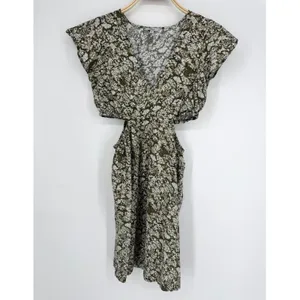 Rails Nyla Olive Vine Cut Out‎ Mini Dress Medium Green Floral Boho Summer Cotton thumbnail 4