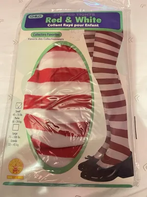 Child Red‎ White Stripe Tights opaque girl pantyhose costume Size Small 40-55lbs thumbnail 1