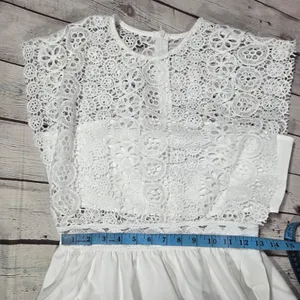 Area‎ Stars White Lace Trim Dress Medium NWT Crochet Boho Coquette Mini thumbnail 9