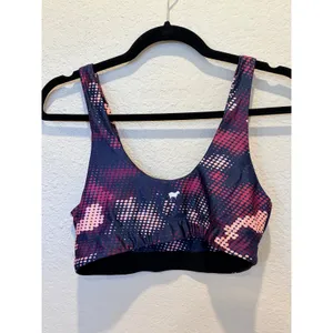 Goldsheep Womens Pink Navy Abstract Dot Scoop Neck Sports Bra Size L thumbnail 3